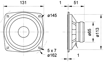 WS 13 E · 8 Ω · part 1053 — Dimension drawing