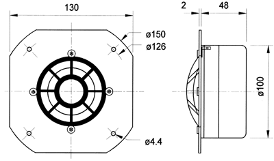 DSM 50 FFL · 8 Ω · part 1163 — Dimension drawing