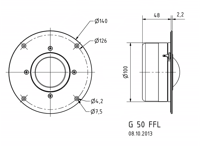G 50 FFL · 8 Ω · part 1176 — Dimension drawing