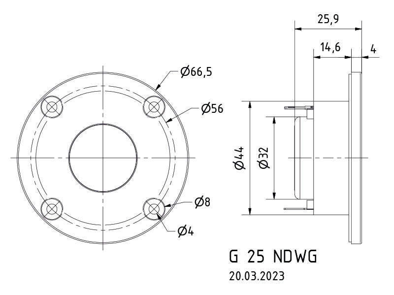 G 25 NDWG · 8 Ω · part 1188 — Dimension drawing