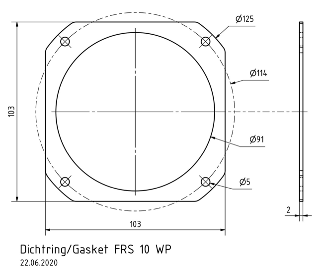Gasket FRS 10 WP · part 2170 — Dimension drawing