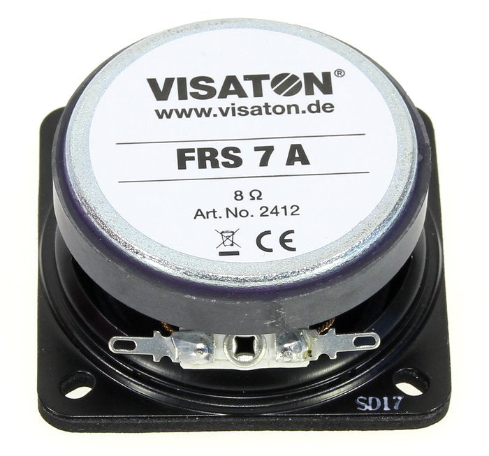 FRS 7 A · 8 Ω · part 2412 — Label and terminals