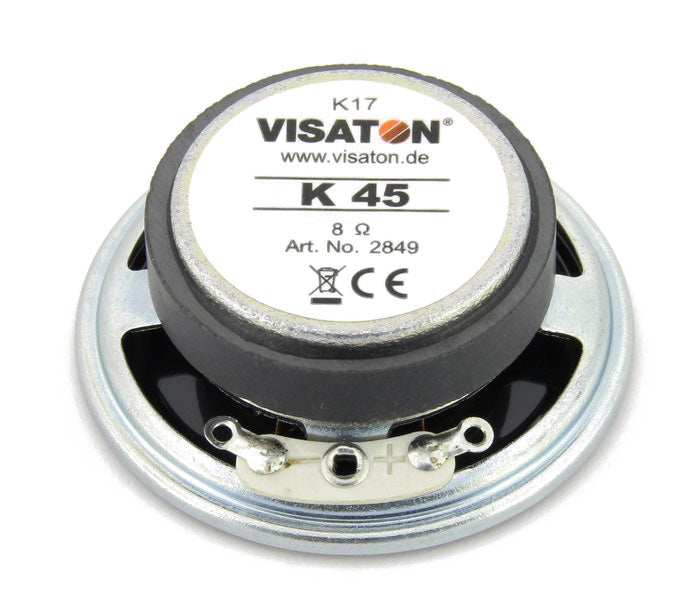 K 45 · 8 Ω · part 2849 — Rear view and connections