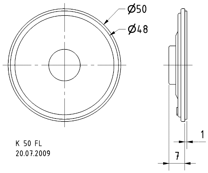 K 50 FL · 16 Ω · part 2949 — Dimension drawing