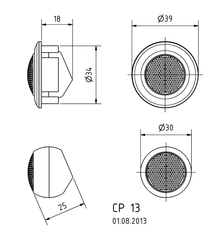 CP 13 · 4 Ω · part 4454 — Dimension drawing