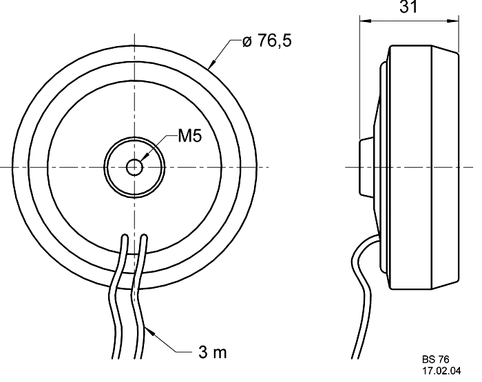 BS 76 · 8 Ω · part 4511 — Dimension drawing