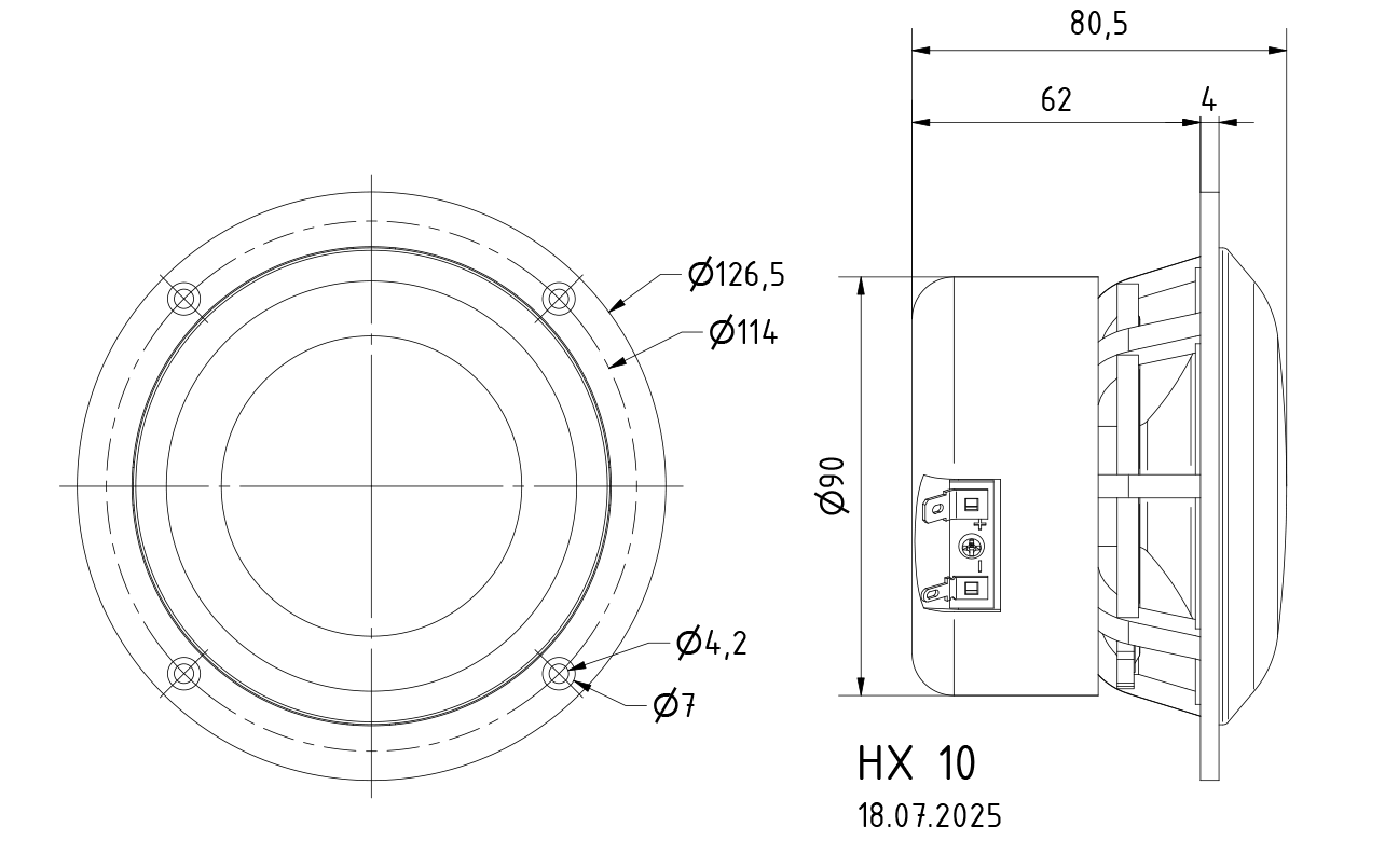 HX 10 · 4 Ω · part 4560 — Dimension drawing