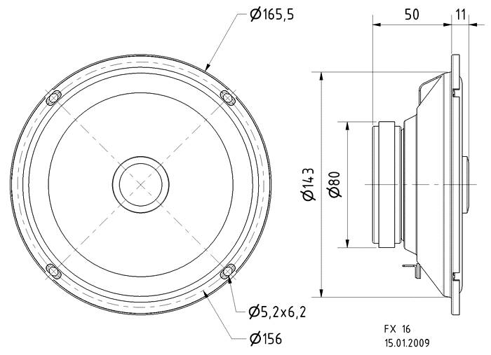 FX 16 · 4 Ω · part 4572 — Dimension drawing