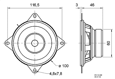 FR 10 HM · 4 Ω · part 4898 — Dimension drawing