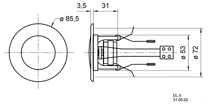 DL 5 · 8 Ω · part 50097 — Dimension drawing