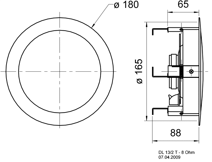 DL 13/2 T · 8 Ω · part 50162 — Dimension drawing