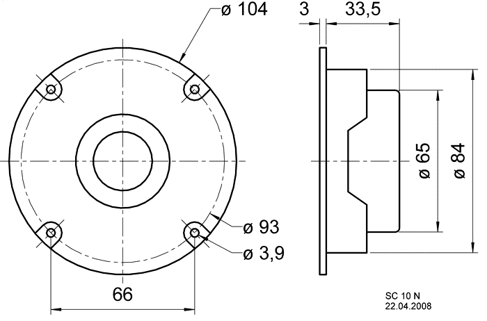 SC 10 N · 8 Ω · part 8011 — Dimension drawing
