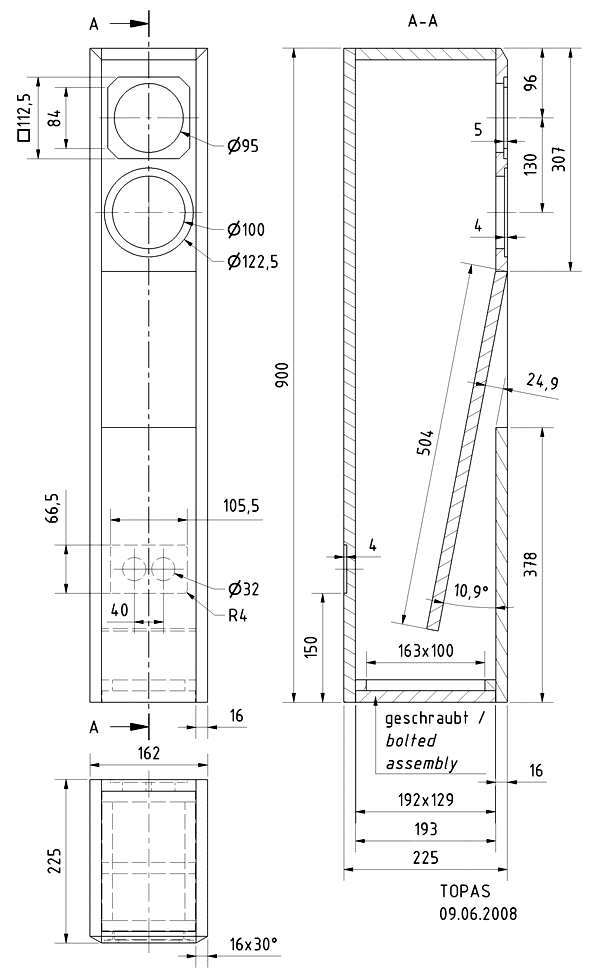 TOPAS · part 5924 — Cabinet construction drawing