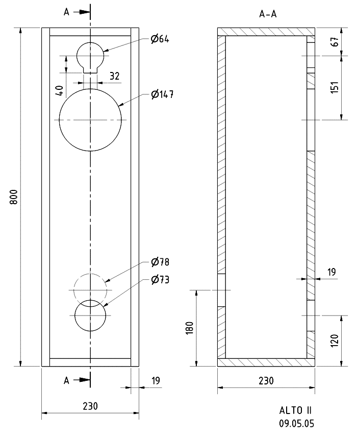 ALTO II · part 5967 — Cabinet construction drawing