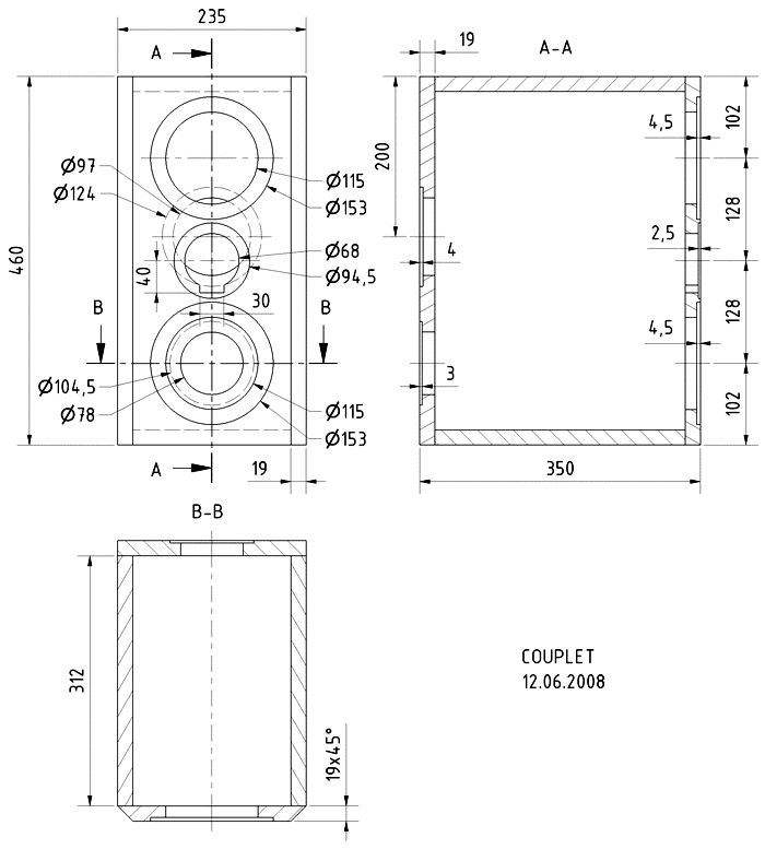 COUPLET · part 5912 — Cabinet construction drawing