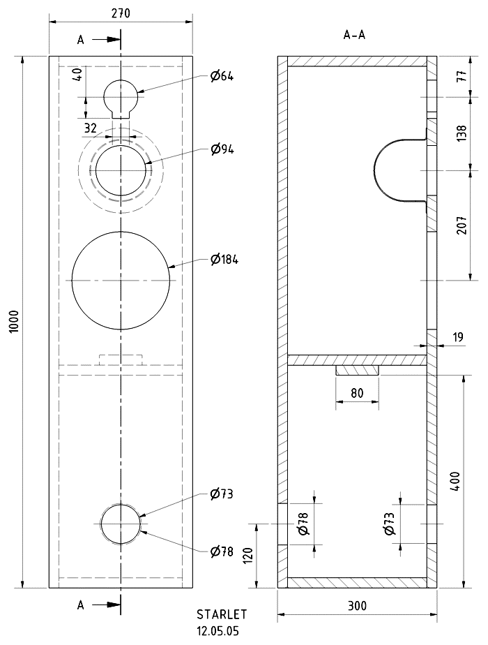 STARLET · part 5929 — Cabinet construction drawing