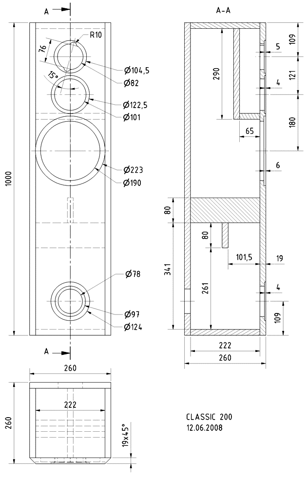 CLASSIC 200 · part 5964 — Cabinet construction drawing
