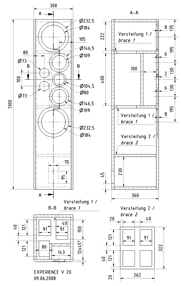 EXPERIENCE V 20 · part 5965 — Exploded cabinet drawing
