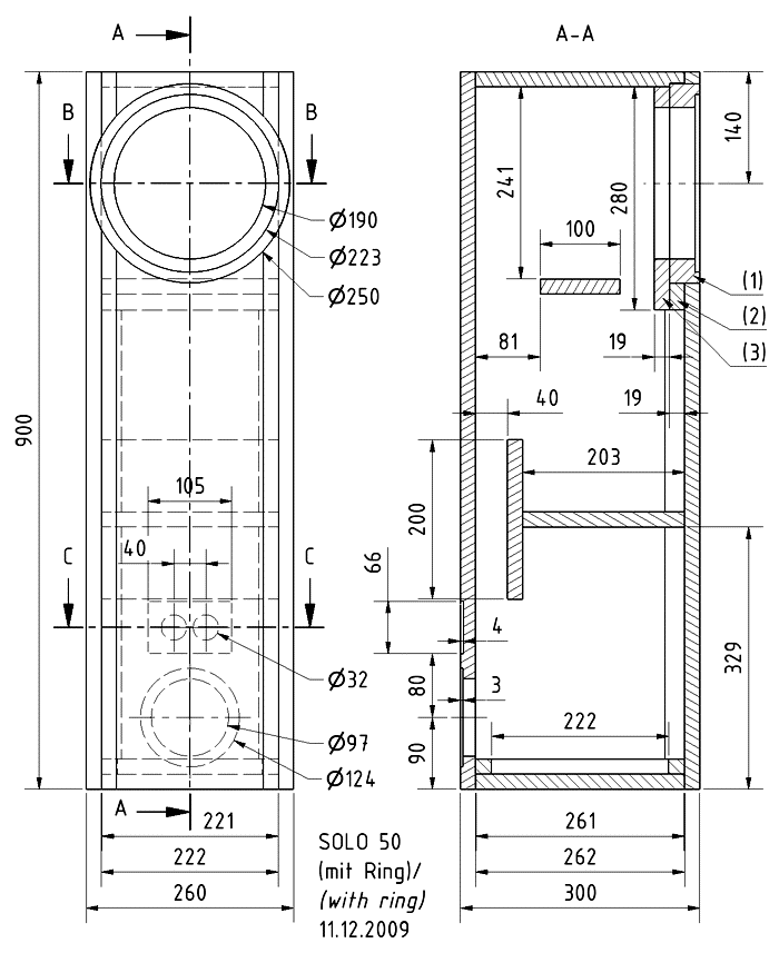 SOLO 50 · part 5744 — Cabinet construction drawing