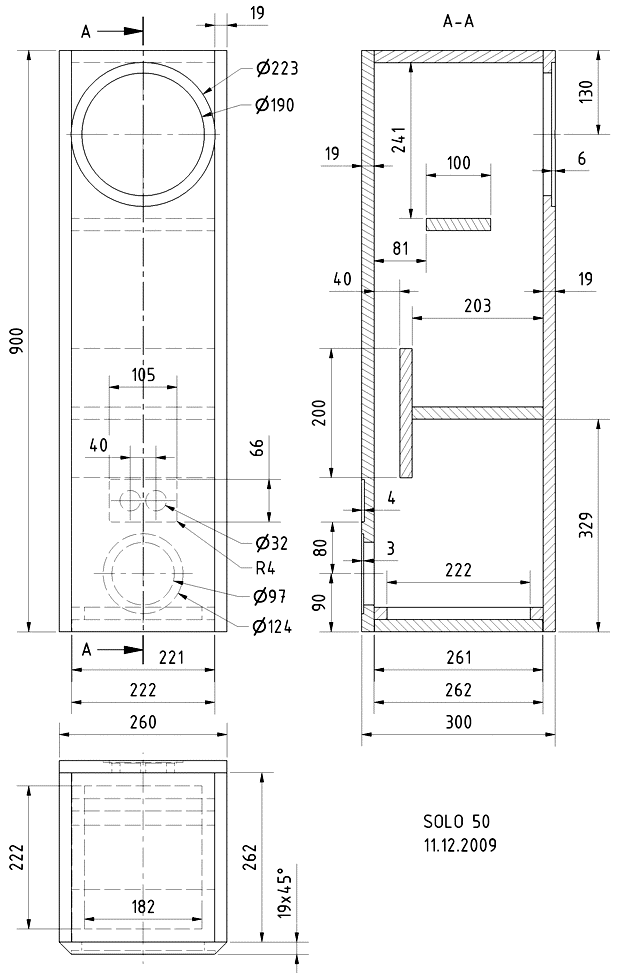 SOLO 50 · part 5744 — Cabinet construction drawing