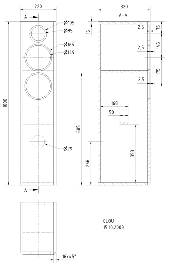CLOU · part 5961 — Cabinet construction drawing