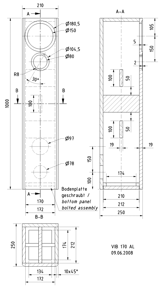 VIB 170 AL · part 5914 — Cabinet construction drawing