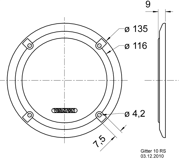 GRILLE 10 RS — Mounting drawing