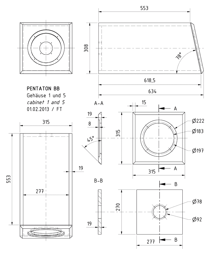 PENTATON BB · part 5888 — Cabinet construction drawing