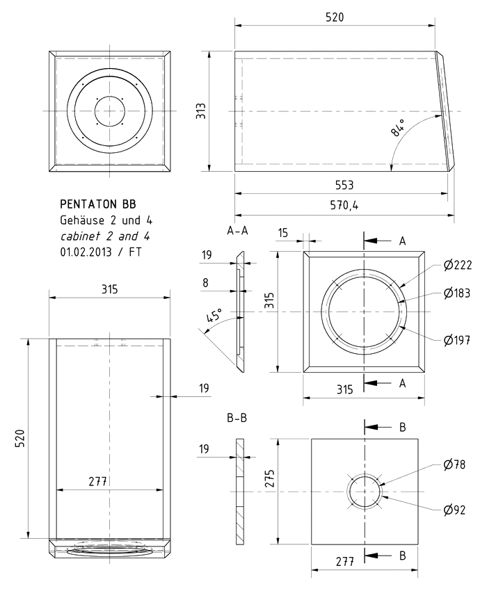PENTATON BB · part 5888 — Cabinet construction drawing