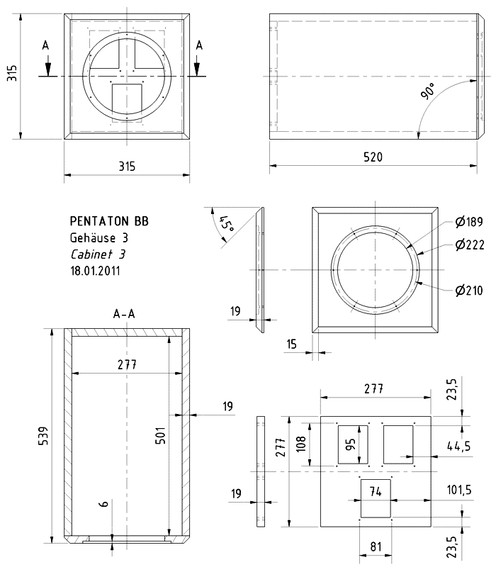 PENTATON BB · part 5888 — Cabinet construction drawing