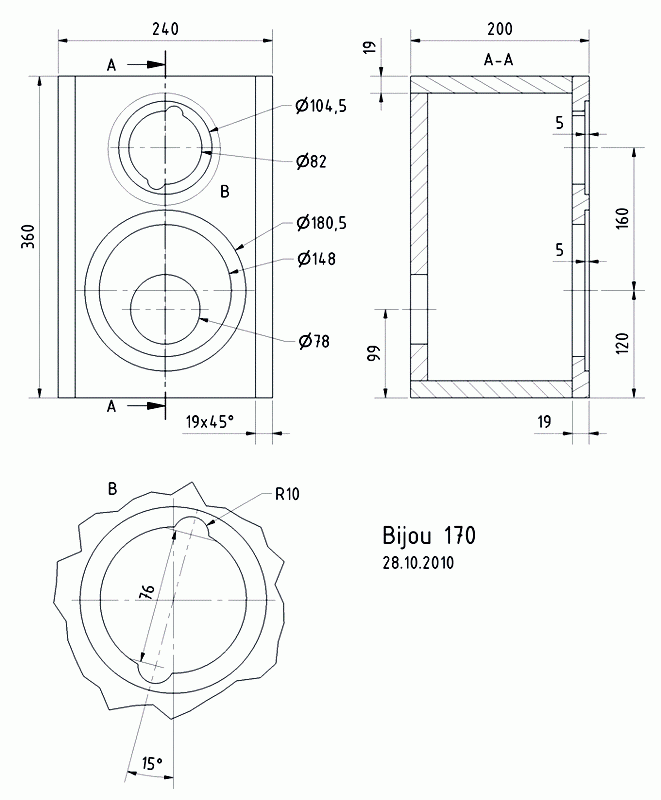 BIJOU 170 · part 5889 — Cabinet construction drawing