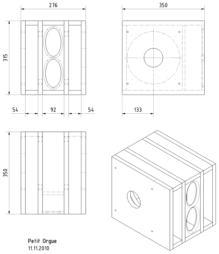 PETIT ORGUE · part 5891 — Cabinet construction drawing