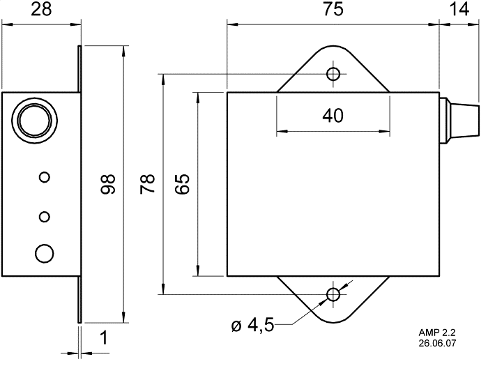 Visaton AMP 2.2 LN — Dimension drawing