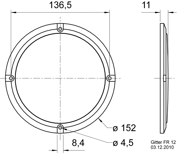 GRILLE FR 12 — Mounting drawing