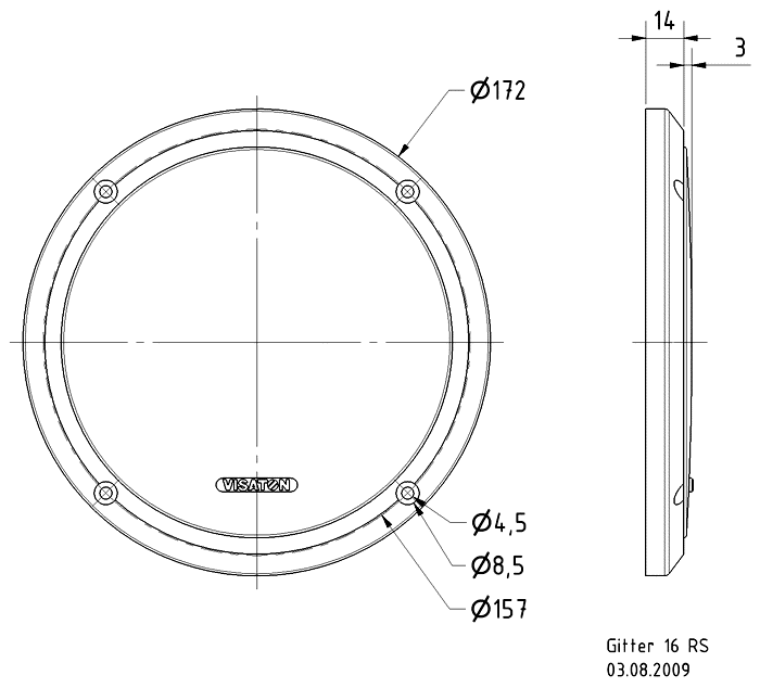 GRILLE 16 RS — Mounting drawing