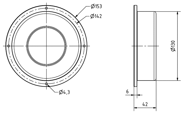 Visaton BSX 130 WP - 4 Ω — Dimension drawing