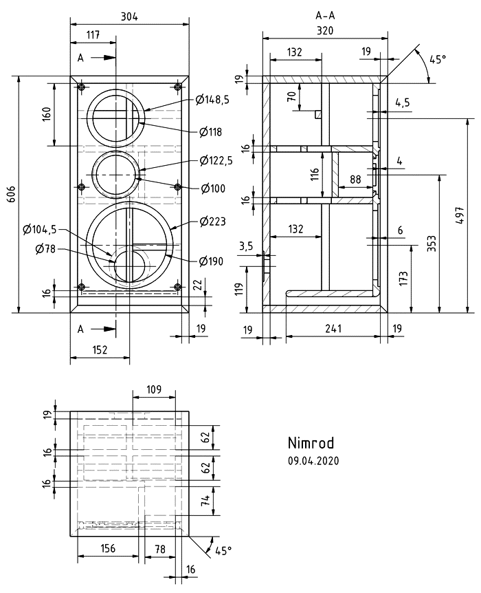 NIMROD · part 5873 — Cabinet construction drawing