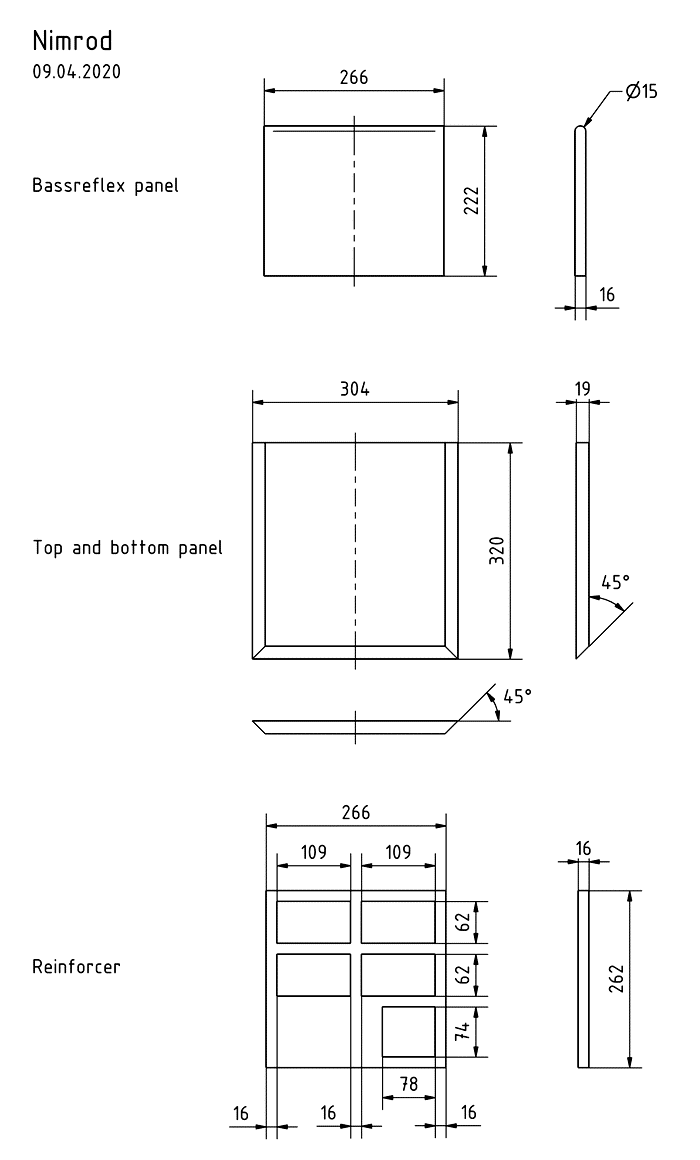 NIMROD · part 5873 — Exploded cabinet drawing