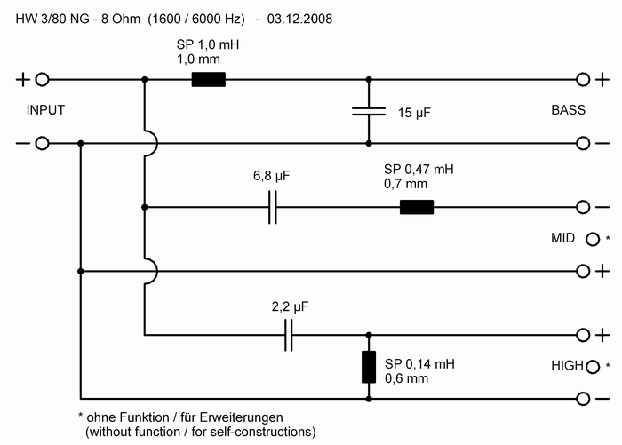 HW 3/80 NG - 8 Ohm — manufacturer crossover layout