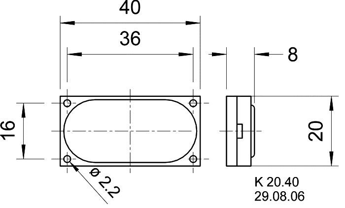 K 20.40 · 8 Ω · part 2941 — Dimension drawing