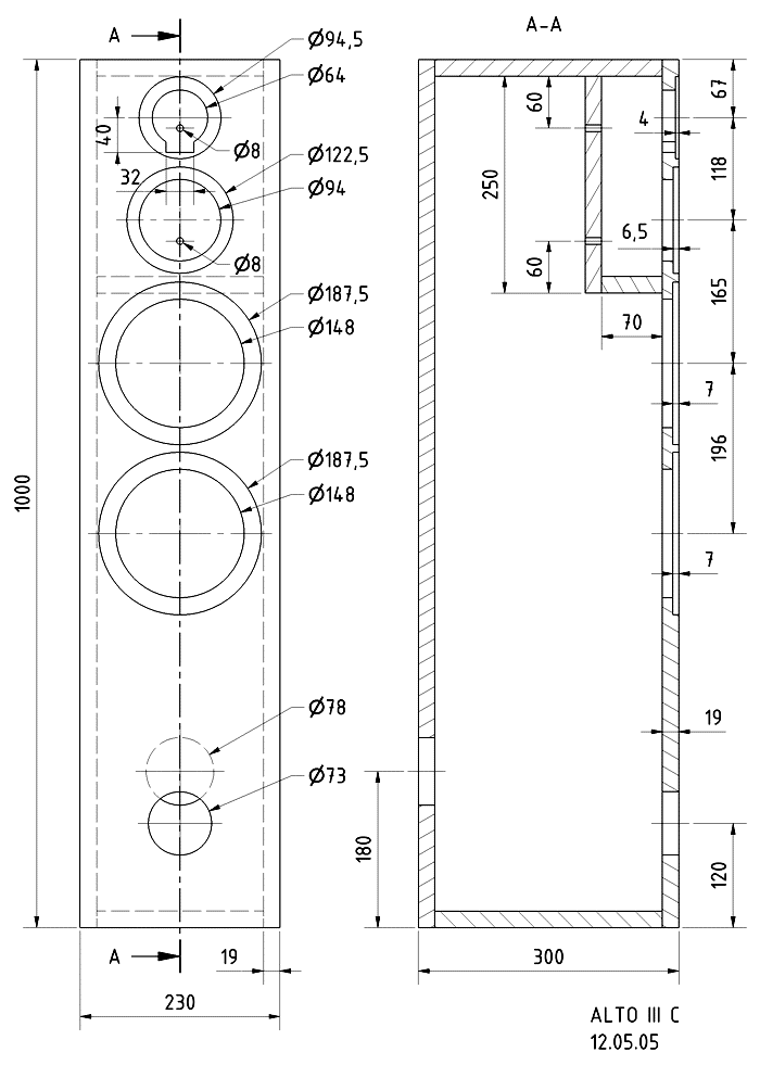 ALTO III C · part 5972 — Cabinet construction drawing
