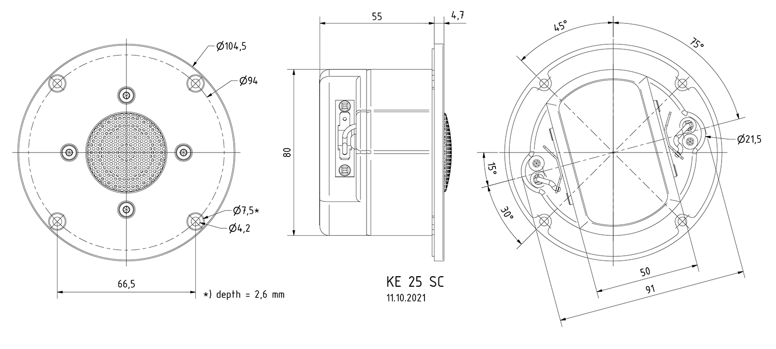 KE 25 SC · 8 Ω · part 1191 — Dimension drawing