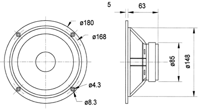 AL 170 · 8 Ω · part 1302 — Dimension drawing