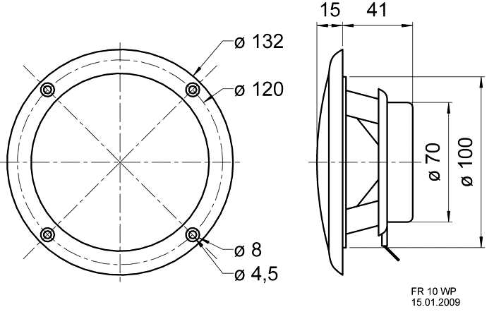 FR 10 WP · 4 Ω · black · part 2130 — Dimension drawing