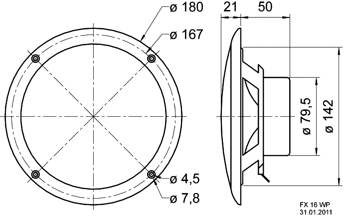 FX 16 WP · 4 Ω · part 2146 — Dimension drawing