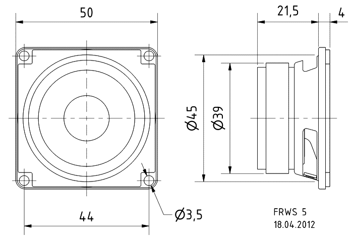 FRWS 5 · 4 Ω · part 2209 — Dimension drawing