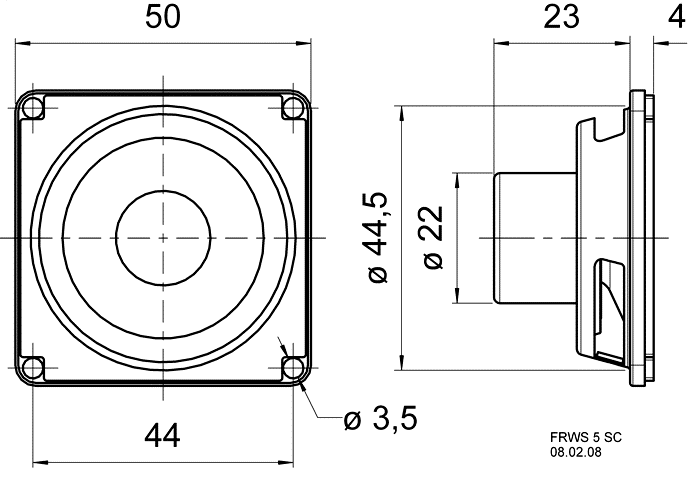 FRWS 5 SC · 8 Ω · part 2220 — Dimension drawing