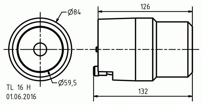 TL 16 H · 8 Ω · part 24520 — Dimension drawing