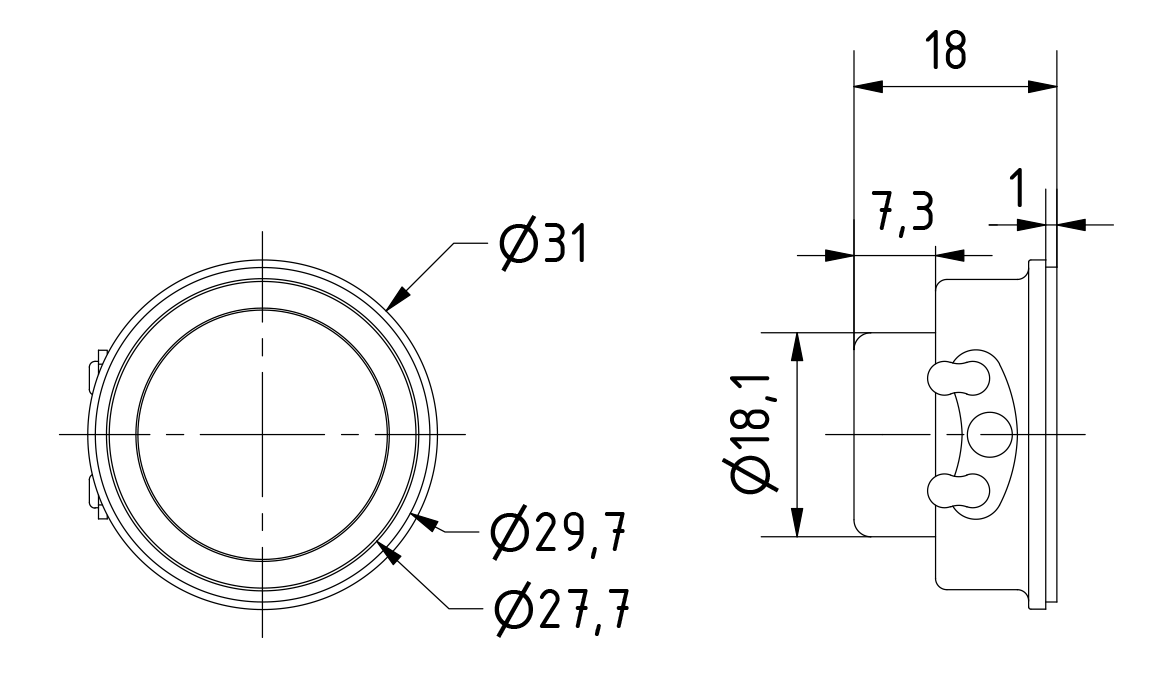 BF 30 R · 4 Ω · part 2530 — Dimension drawing