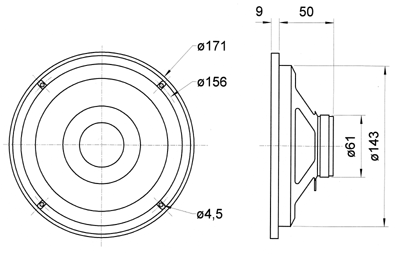 FR 6.5 · 8 Ω · part 31065 — Dimension drawing